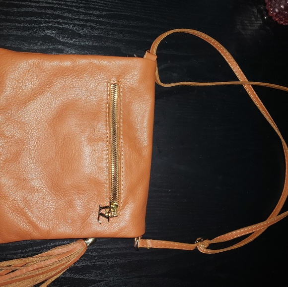 Brown leather purse with table and long strap - Picture 3 of 4